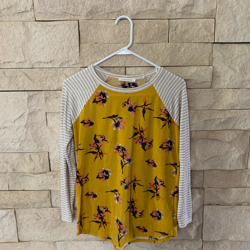 Floral and stripe tee